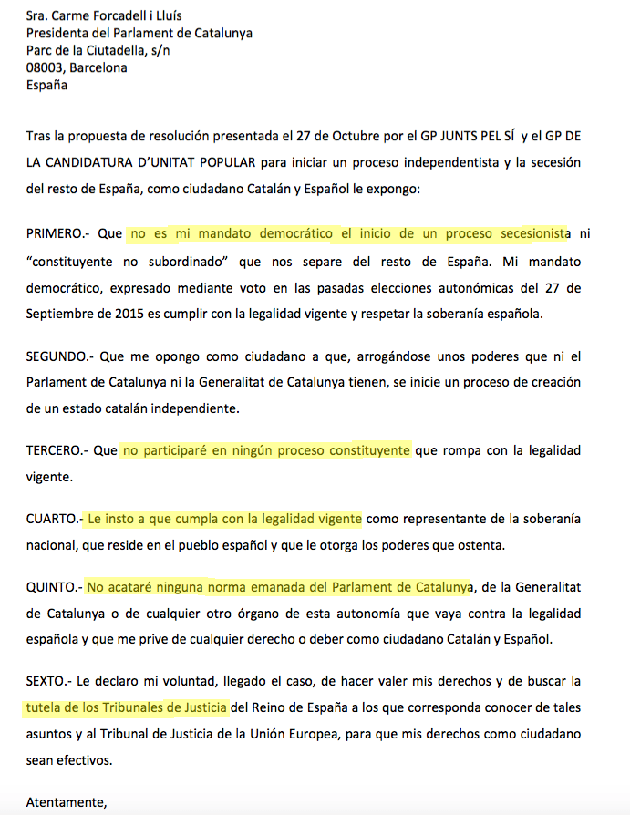 Carta Forcadell